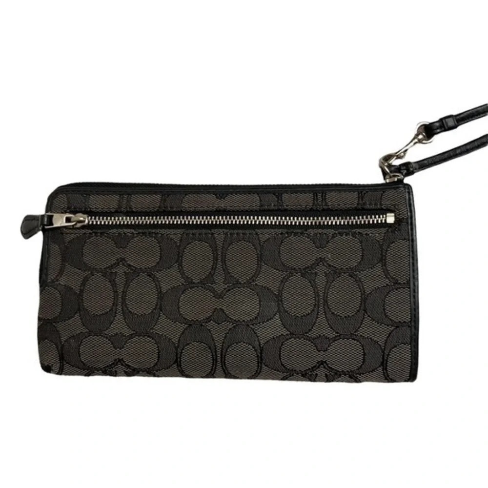 Coach gray black c wristlet bag